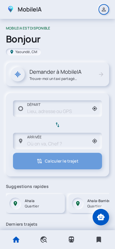 Écran d’accueil MobileIA